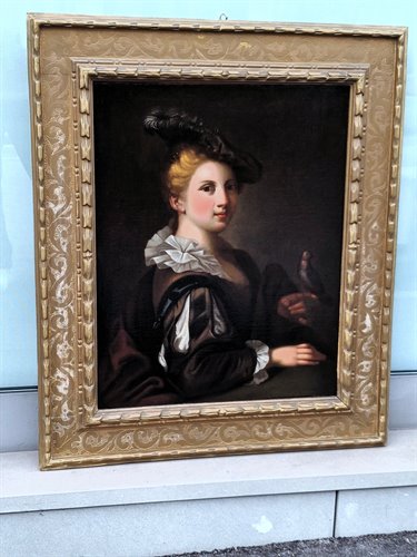 Giovane gentildonna con cardellino